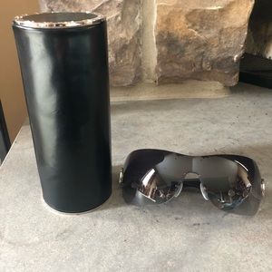 Bvlgaria black shield sunglasses with crystals